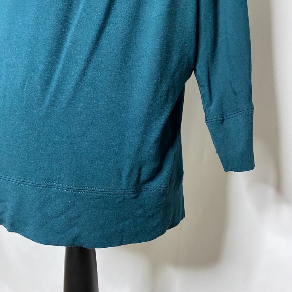 Eileen Fisher Teal Blue Draped Blouse Top - Picture 3 of 7